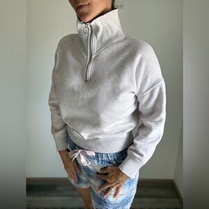 Athleta Funnel Neck Pullover Sweatshirt Heather Gray XS Oversized Athleisure